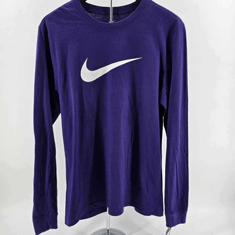 Nike Long Sleeve T-Shirt Mens Graphic Swoosh Logo Purple Small NWT